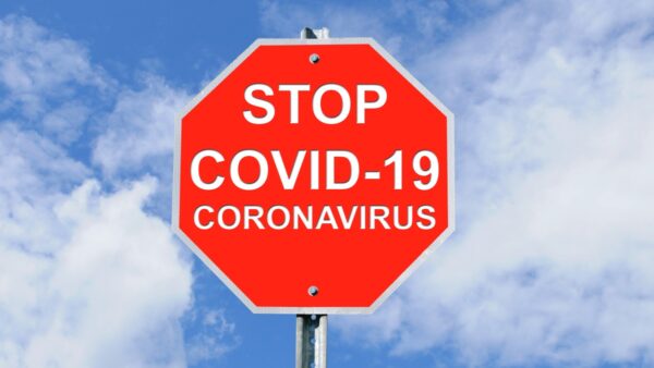 stopbord met coronavirus covid-19 cbr